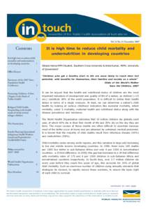 Vol 24 No 11 DecemberContents It is high time to reduce child mortality and undernutrition in developing countries