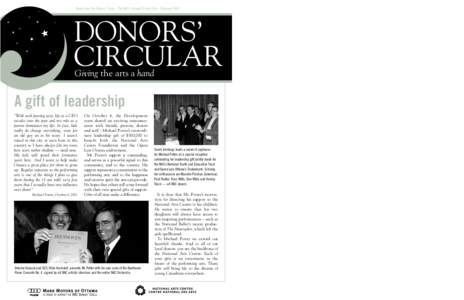 News from the Donors’ Circle - The NAC’s Annual Giving Club - February[removed]DONORS’ CIRCULAR Giving the arts a hand