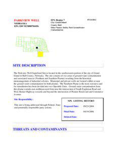 PARKVIEW WELL, Nebraska, EPA ID# nen000704456, Grand Island, Hall County, Stolley Park Groundwater Contamination