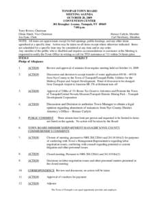 TONOPAH TOWN BOARD MEETING AGENDA OCTOBER 28, 2009 CONVENTION CENTER 301 Brougher Avenue, Tonopah, NV[removed]:00 p.m.