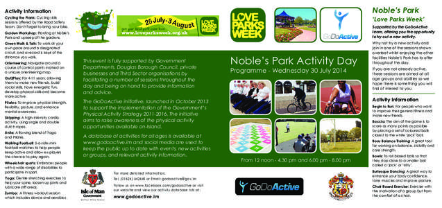 Noble’s Park  Activity Information ‘Love Parks Week’
