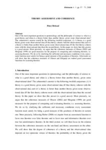 Abstracta 4 : 1 pp. 57 – 71, 2008  THEORY ASSESSMENT AND COHERENCE Peter Brössel