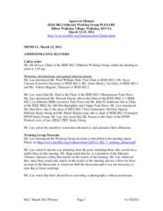 Unconfirmed Minutes, Mach 12-15, 2012