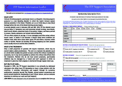 ITP Patient Information Leaflet  on immune thrombocytopenia ! !