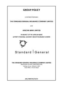 GROUP POLICY concluded between THE STANDARD GENERAL INSURANCE COMPANY LIMITED and