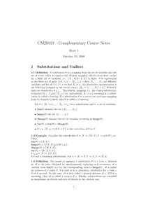 CM20019 – Complementary Course Notes Sheet 1 October 13, 2006 1