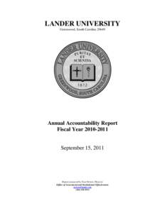 LANDER UNIVERSITY Greenwood, South Carolina[removed]Annual Accountability Report Fiscal Year[removed]