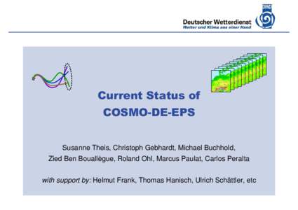 Deutscher Wetterdienst  Current Status of COSMO-DE-EPS  Susanne Theis, Christoph Gebhardt, Michael Buchhold,