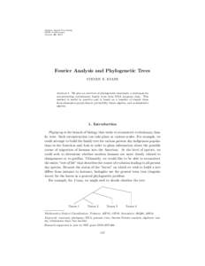 Modern Signal Processing MSRI Publications Volume 46, 2003 Fourier Analysis and Phylogenetic Trees STEVEN N. EVANS