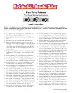 ®  Paw Print Pattern Friendship Bracelet Instructions
