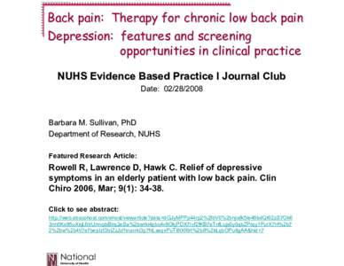 Microsoft PowerPoint - 07.01f Journal Club CritAp.EBP1.lowbackpain.depression.casereport.podcast.2008Sp.ppt