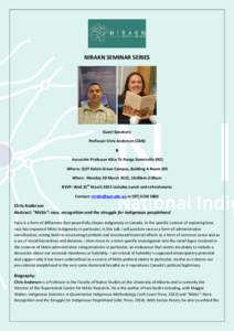 NIRAKN SEMINAR SERIES  Guest Speakers: Professor Chris Anderson (CAN) & Associate Professor Alice Te Punga Somerville (NZ)