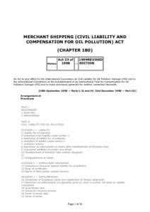MERCHANT SHIPPING (CIVIL LIABILITY AND COMPENSATION FOR OIL POLLUTION) ACT (CHAPTER 180) History