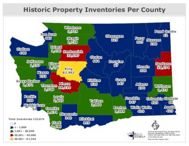 Historic Property Inventories Per County Whatcom 3,726 San Juan 485