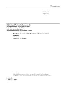 E/CONF.94/CRP.9 31 May 2002 English only Eighth United Nations Conference on the Standardization of Geographical Names