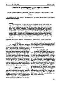 Entomol.rom., 12: 95-99, 2007	  ISSN[removed]Comparing the population structure of two sympatric caddisflies in eastern Europe: First results