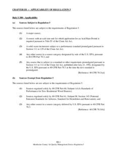 CHAPTER III -- APPLICABILITY OF REGULATION 5  Rule[removed]Applicability (a)  Sources Subject to Regulation 5