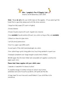 Microsoft Word - Supply List 5th[removed]doc