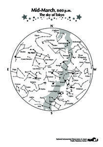Mid-March, 8:00 p.m. The sky of Tokyo N Cepheus Draco Ursa Minor