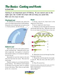 The Basics: Casting and Knots by Dennis Tubbs Casting is an important part of fishing. If you cannot cast to the right spot, the world’s best bait will not help you catch fish. Here are two ways to cast.