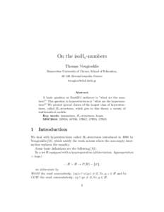 On the isoHv -numbers Thomas Vougiouklis Democritus University of Thrace, School of Education, Alexandroupolis, Greece 