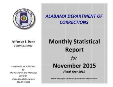 ALABAMA DEPARTMENT OF CORRECTIONS Jefferson S. Dunn Commissioner