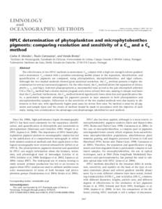 Carlos R. Mendes, Paulo Cartaxana, and Vanda Brotas. HPLC determination of phytoplankton and microphytobenthos pigments: comparing resolution and sensitivity of a C<sub>18</sub> and a C<sub>8</sub>