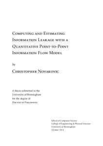 Computing and Estimating Information Leakage with a Quantitative Point-to-Point Information Flow Model by