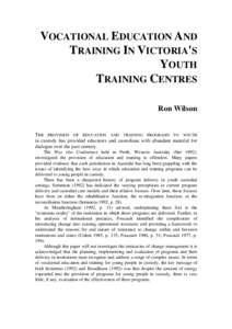 Vocational education and training in Victoria's youth training centres