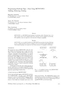 Programming PostScript Type 1 Fonts Using METATYPE1: Auditing, Enhancing, Creating Bogusław Jackowski ´ ´ ul. Tatrzanska