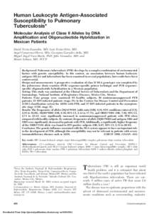 Human Leukocyte Antigen-Associated Susceptibility to Pulmonary Tuberculosis*