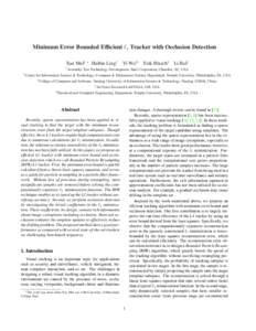 Minimum Error Bounded Efficient `1 Tracker with Occlusion Detection Xue Mei\ ∗ Haibin Ling† \ †  Yi Wu†[