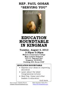 REP. PAUL GOSAR “SERVING YOU” EDUCATION ROUNDTABLE IN KINGMAN