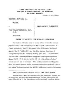 IN THE UNITED STATES DISTRICT COURT FOR THE SOUTHERN DISTRICT OF ALABAMA SOUTHERN DIVISION FfLEC FEB 8 ‘@ @j 10% lJ$~~@-S OREATHA POWERS, etc., Plaintiff,