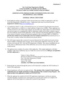 ASSISTED LIVING PROGRAM 4500 CONVERSION INITIATIVE FOR TRANSITIONAL ADULT HOMES , GENERAL APPLICATION STEPS