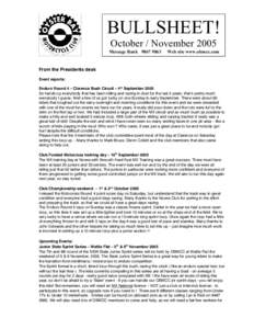 BULLSHEET! October / November 2005 Message BankWeb site www.obmcc.com