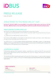 PRESS RELEASE London, 20th July 2012