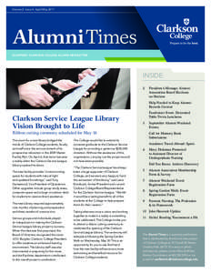 Volume 2 Issue 4 April/May[removed]Alumni Times QUARTERLY CLARKSON COLLEGE ALUMNI NEWSLETTER  INSIDE: