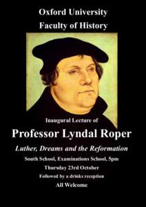 Oxford University Faculty of History Inaugural Lecture of  Professor Lyndal Roper