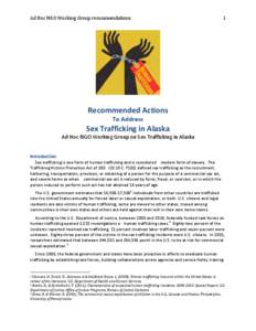 Recommended Actions to Address Sex Trafficking in Alaska