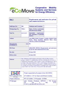 Microsoft WordDEL-SP6-D6.1-Requirements and motivators for private and commercial drivers.doc