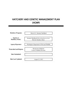 HATCHERY AND GENETIC MANAGEMENT PLAN