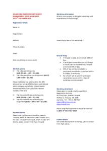 MELBOURNE PARTICIPATORY PROJECT MANAGEMENT (PPM) WORKSHOP, th[removed]DECEMBER[removed]Workshop Information