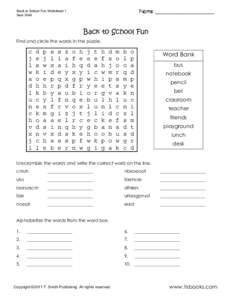 Back to School Fun Worksheet 1