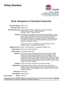 Policy Directive Ministry of Health, NSW 73 Miller Street North Sydney NSW 2060 Locked Mail Bag 961 North Sydney NSW 2059 Telephone[removed]Fax[removed]http://www.health.nsw.gov.au/policies/