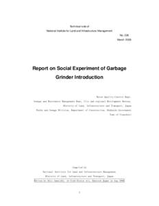 Report on Social Experiment of Garbage Grinder Introduction
