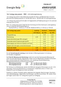 PREISBLATT  elektrizität Gültig ab 1. Januar1to1 energy easy power – NS2 – mit Leistungsmessung