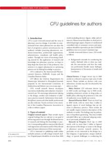 Guidelines For Authors  CPJ guidelines for authors 1. Introduction  CPJ is a peer-reviewed journal and the voice of
