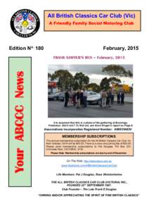 All British Classics Car Club (Vic) A Friendly Family Social Motoring Club Edition NoFebruary, 2015