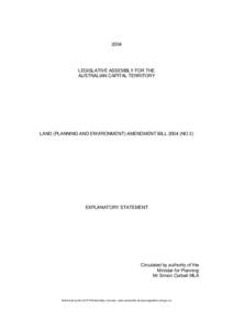 2004  LEGISLATIVE ASSEMBLY FOR THE AUSTRALIAN CAPITAL TERRITORY  LAND (PLANNING AND ENVIRONMENT) AMENDMENT BILL[removed]NO 2)